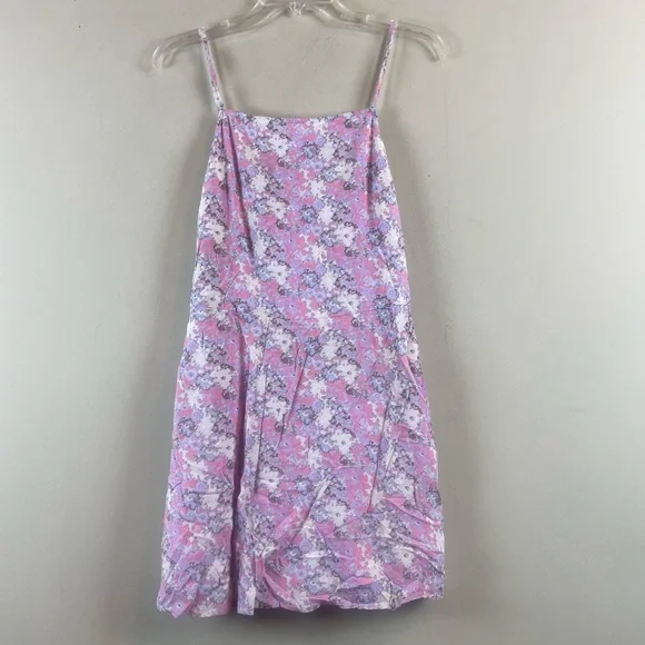 NWT ABOUND Floral Pink and Purple Lined Smocked Back Slip Dress Size Medium - Picture 3 of 15